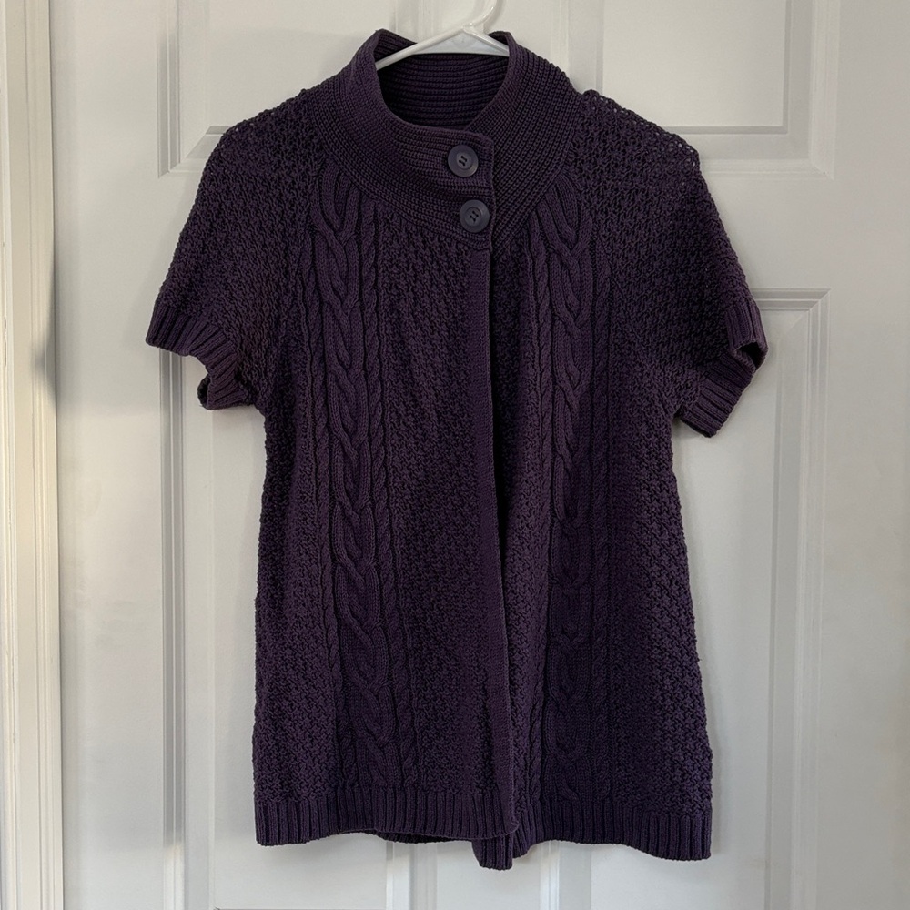 Women's Purple Cable Knit Cardigan
